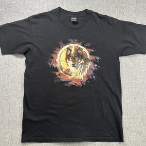 Vintage 90s Harley Davidson Shirt Mens Large Eagle Wolf Biker USA Made Holoubek
